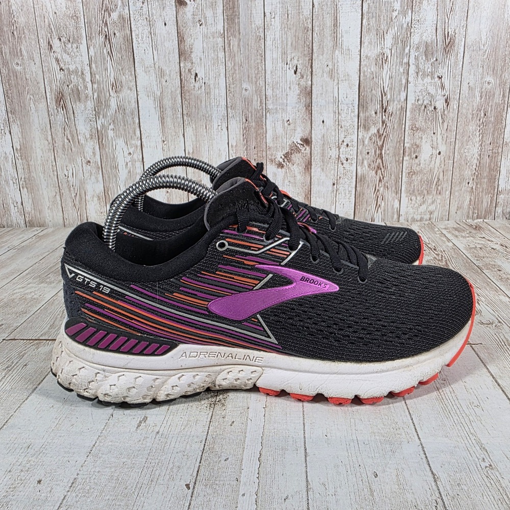 Brooks Adrenaline GTS 19 Womens Black Purple Running Shoes 1202841B080 Size 9